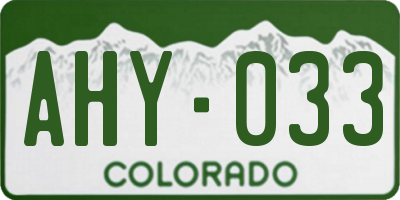 CO license plate AHY033