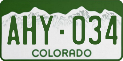 CO license plate AHY034