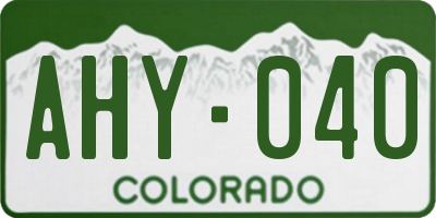 CO license plate AHY040