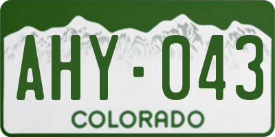 CO license plate AHY043