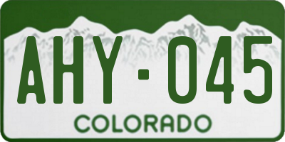CO license plate AHY045