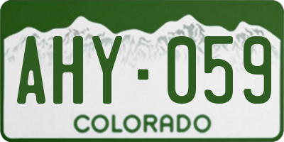 CO license plate AHY059