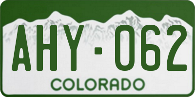 CO license plate AHY062