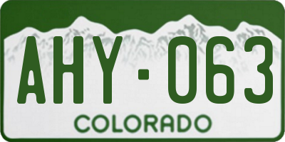 CO license plate AHY063