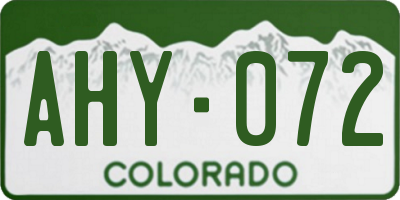 CO license plate AHY072