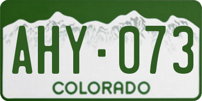 CO license plate AHY073