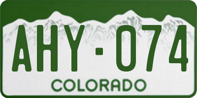 CO license plate AHY074