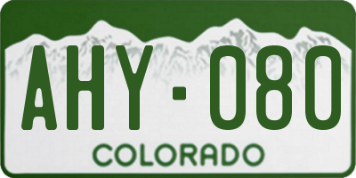 CO license plate AHY080