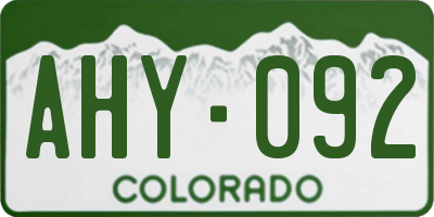 CO license plate AHY092