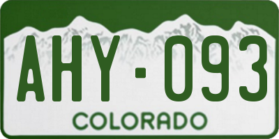CO license plate AHY093