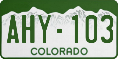 CO license plate AHY103