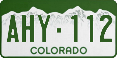 CO license plate AHY112
