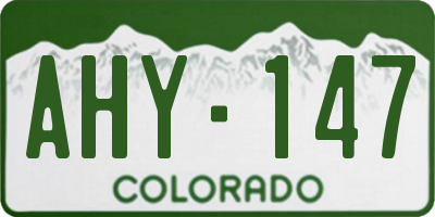 CO license plate AHY147