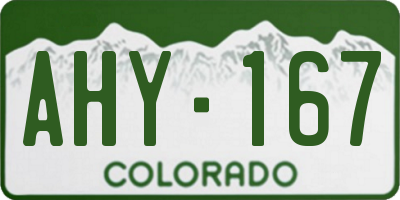 CO license plate AHY167
