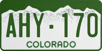 CO license plate AHY170