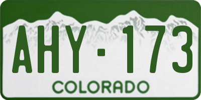 CO license plate AHY173