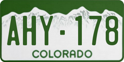 CO license plate AHY178
