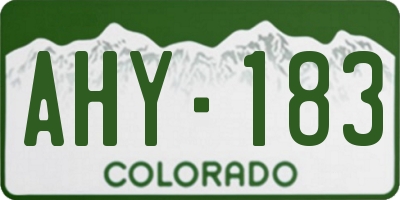 CO license plate AHY183