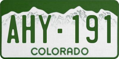 CO license plate AHY191