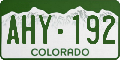 CO license plate AHY192