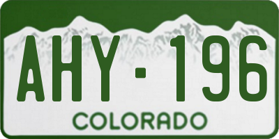 CO license plate AHY196