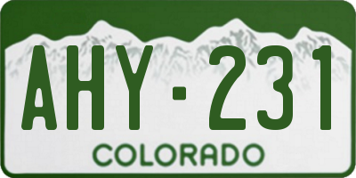 CO license plate AHY231
