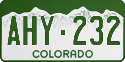 CO license plate AHY232