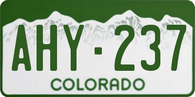 CO license plate AHY237