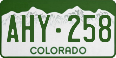 CO license plate AHY258