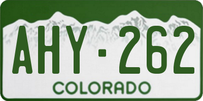 CO license plate AHY262