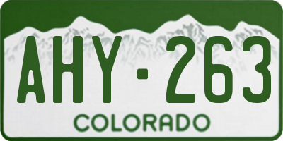 CO license plate AHY263