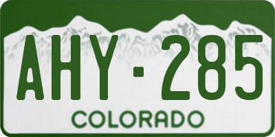 CO license plate AHY285