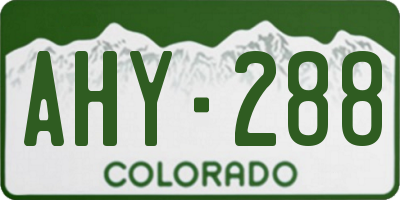 CO license plate AHY288