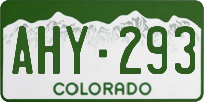 CO license plate AHY293