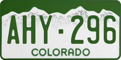 CO license plate AHY296