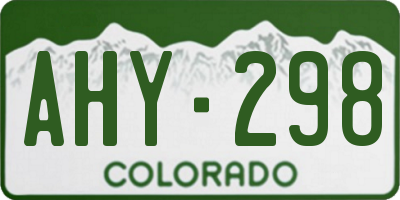 CO license plate AHY298