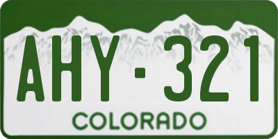 CO license plate AHY321