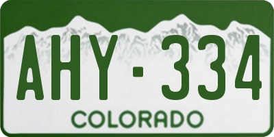 CO license plate AHY334