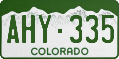 CO license plate AHY335