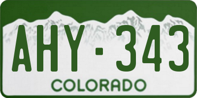 CO license plate AHY343