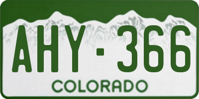 CO license plate AHY366