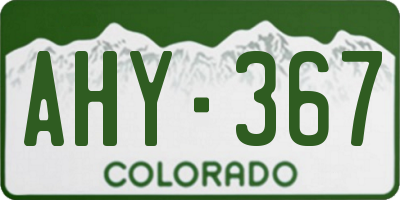 CO license plate AHY367