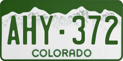 CO license plate AHY372