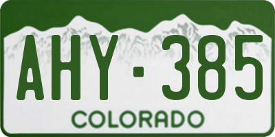 CO license plate AHY385
