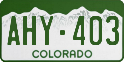 CO license plate AHY403