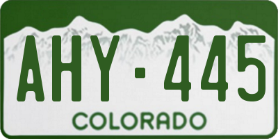 CO license plate AHY445