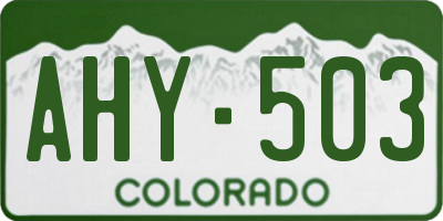 CO license plate AHY503