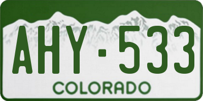 CO license plate AHY533