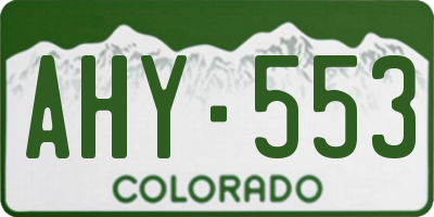 CO license plate AHY553
