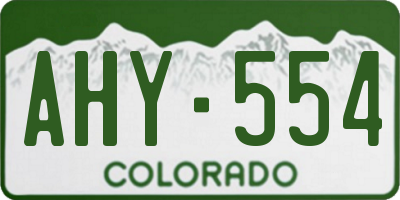 CO license plate AHY554